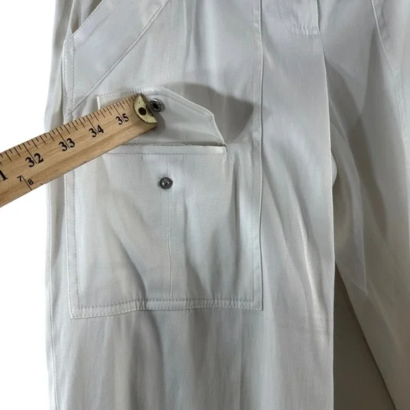 Cache White Cargo Capri Pants Belted Wide Leg Y2K Utility Trousers Womens 4 - Picture 8 of 11